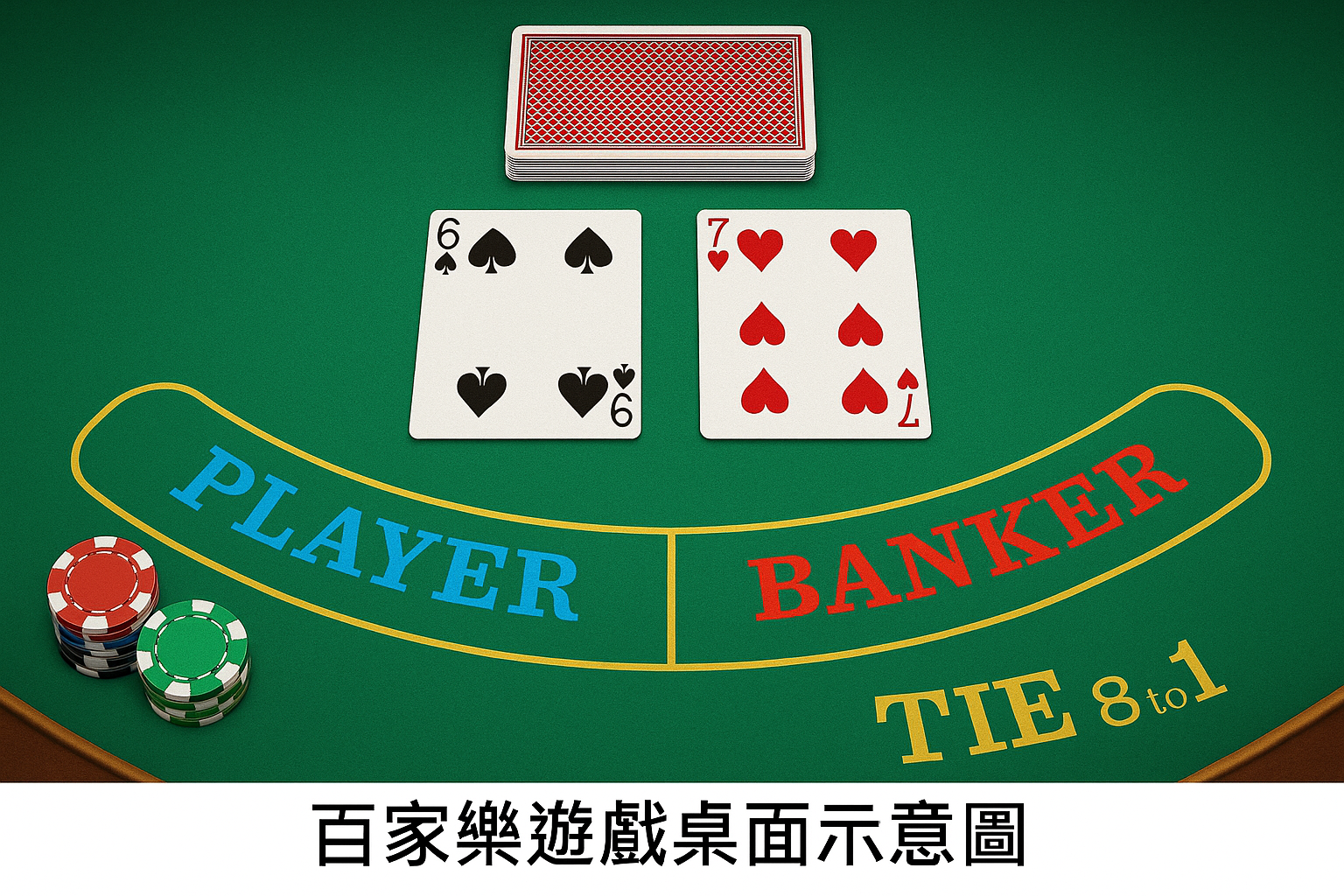 百家樂遊戲桌面示意圖