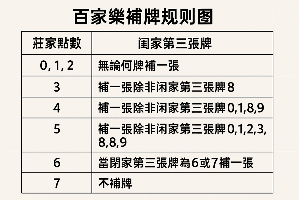 百家樂補牌規則圖